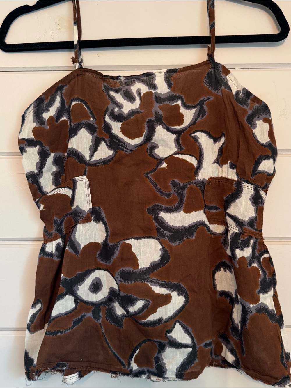 Marni Women’s Brown and Cream Patterned Camisole Tank Top